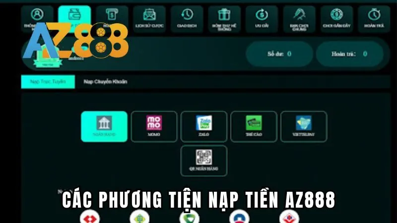 Các phương tiện nạp tiền Az888 hiện nay